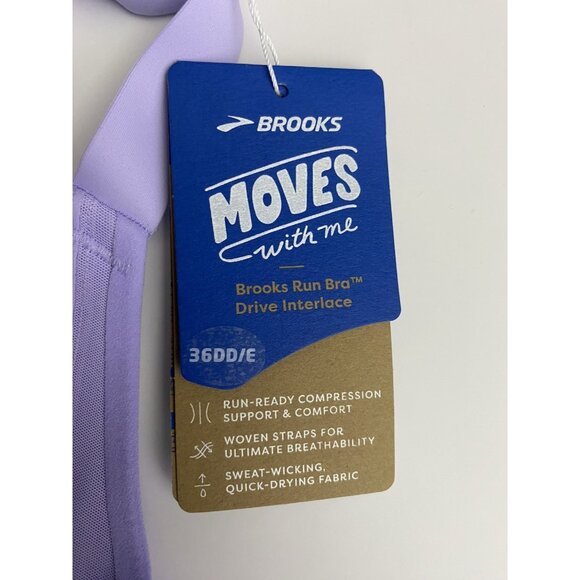 Brooks 36DD/E Run Drive Interlace Violet Dash Sports Bra Compression Woven - Picture 3 of 10